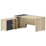 Γραφείο Επαγγελματικό Lotus Pakoworld Αριστερή Γωνία σε Φυσική-Ανθρακί Απόχρωση  160x160x75εκ