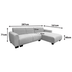 Γωνιακός Αναστρέψιμος Καναπές Erros Pakoworld Ύφασμα Γκρι 287x161x71εκ
