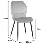 Καρέκλα Jelour Pakoworld Βελούδο σε Γκρι Απόχρωση-Πόδια Μαύρα Μεταλλικά 46.5x60x84εκ