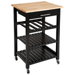 Τρόλεϊ-Ραφιέρα Claude Pakoworld mdf Μαύρο - Φυσικό  58x48x87.5εκ