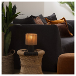 Επιτραπέζιο Φωτιστικό Leyda Pakoworld Κεραμικό σε Μαύρο-Φυσική Απόχρωση Φ16x24εκ