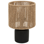 Επιτραπέζιο Φωτιστικό Leyda Pakoworld Κεραμικό σε Μαύρο-Φυσική Απόχρωση Φ16x24εκ