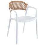 Πολυθρόνα Ankara Pakoworld Στοιβαζόμενη pp-pe Rattan σε Λευκή-Φυσική Απόχρωση 54x55.5x77εκ