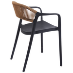 Πολυθρόνα Ankara Pakoworld Στοιβαζόμενη pp-pe Rattan σε Μαύρη-Φυσική Απόχρωση 54x55.5x77εκ