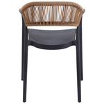 Πολυθρόνα Ankara Pakoworld Στοιβαζόμενη pp-pe Rattan σε Μαύρη-Φυσική Απόχρωση 54x55.5x77εκ