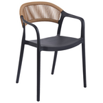 Πολυθρόνα Ankara Pakoworld Στοιβαζόμενη pp-pe Rattan σε Μαύρη-Φυσική Απόχρωση 54x55.5x77εκ