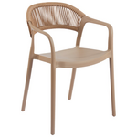 Πολυθρόνα Ankara Pakoworld Στοιβαζόμενη pp-pe Rattan σε Μόκα-Φυσική Απόχρωση 54x55.5x77εκ