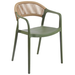 Πολυθρόνα Ankara Pakoworld Στοιβαζόμενη pp-pe Rattan σε Λαδί-Φυσική Απόχρωση 54x55.5x77εκ