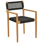 Πολυθρόνα Lengan Pakoworld Σκελετός Teak Ξύλο σε Φυσική Απόχρωση-Μαύρο Σχοινί 54x52x80εκ