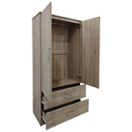 Ντουλάπα Δίφυλλη με 2 Συρτάρια Lego Pakoworld σε Sonoma Απόχρωση 80x42x180εκ