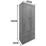 Ντουλάπα Δίφυλλη με 2 Συρτάρια Lego Pakoworld σε Wenge Απόχρωση 80x42x180εκ