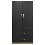 Ντουλάπα Δίφυλλη με 2 Συρτάρια Lego Pakoworld σε Sonoma-Ανθρακί Απόχρωση 80x42x180εκ