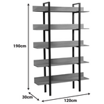 Βιβλιοθήκη Boderta Pakoworld σε Sonoma-Μαύρη Απόχρωση 120x30x190εκ