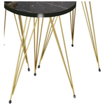 Βοηθητικά Τραπέζια Wakmi Pakoworld σετ 3τεμ Μαύρο Μαρμάρου Μελαμίνης-Χρυσο Μέταλλο