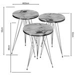 Βοηθητικά Τραπέζια Wakmi Pakoworld σετ 3τεμ Μαύρο Μαρμάρου Μελαμίνης-Χρυσο Μέταλλο