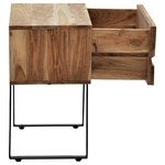 Κομοδίνο Imena Pakoworld Μασίφ Ξύλο Acacia σε Φυσικό Απόχρωση με Μαύρα Μεταλλικά Πόδια 45x35x56εκ