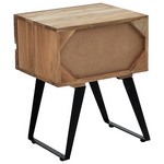 Κομοδίνο Imena Pakoworld Μασίφ Ξύλο Acacia σε Φυσικό Απόχρωση με Μαύρα Μεταλλικά Πόδια 45x35x56εκ