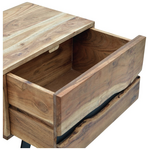 Κομοδίνο Imena Pakoworld Μασίφ Ξύλο Acacia σε Φυσικό Απόχρωση με Μαύρα Μεταλλικά Πόδια 45x35x56εκ