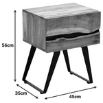 Κομοδίνο Imena Pakoworld Μασίφ Ξύλο Acacia σε Φυσικό Απόχρωση με Μαύρα Μεταλλικά Πόδια 45x35x56εκ