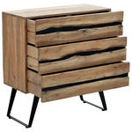 Συρταριέρα Imena Pakoworld Μασίφ Ξύλο Acacia σε Φυσικό Απόχρωση με Μαύρα Μεταλλικά Πόδια 80x38x86,5εκ