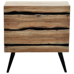 Συρταριέρα Imena Pakoworld Μασίφ Ξύλο Acacia σε Φυσικό Απόχρωση με Μαύρα Μεταλλικά Πόδια 80x38x86,5εκ