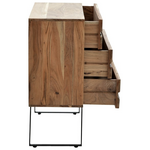 Συρταριέρα Imena Pakoworld Μασίφ Ξύλο Acacia σε Φυσικό Απόχρωση με Μαύρα Μεταλλικά Πόδια 80x38x86,5εκ