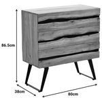 Συρταριέρα Imena Pakoworld Μασίφ Ξύλο Acacia σε Φυσικό Απόχρωση με Μαύρα Μεταλλικά Πόδια 80x38x86,5εκ