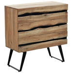 Συρταριέρα Imena Pakoworld Μασίφ Ξύλο Acacia σε Φυσικό Απόχρωση με Μαύρα Μεταλλικά Πόδια 80x38x86,5εκ