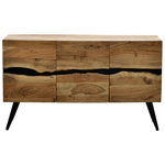 Μπουφές Imena Pakoworld Μασίφ Ξύλο Acacia σε Φυσική Απόχρωση με Μαύρα Μεταλλικά Πόδια 148x43.5x86εκ