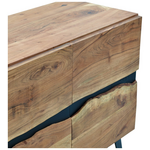 Μπουφές Imena Pakoworld Μασίφ Ξύλο Acacia σε Φυσική Απόχρωση με Μαύρα Μεταλλικά Πόδια 148x43.5x86εκ