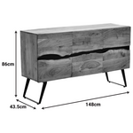 Μπουφές Imena Pakoworld Μασίφ Ξύλο Acacia σε Φυσική Απόχρωση με Μαύρα Μεταλλικά Πόδια 148x43.5x86εκ