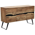 Μπουφές Imena Pakoworld Μασίφ Ξύλο Acacia σε Φυσική Απόχρωση με Μαύρα Μεταλλικά Πόδια 148x43.5x86εκ