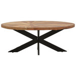 Τραπέζι Σαλονιού Fardy Pakoworld Μασίφ Ξύλο Ακακίας σε Φυσική Απόχρωση με Μαύρα Μεταλλικά Πόδια 120x60x45εκ