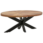 Τραπέζι Σαλονιού Fardy Pakoworld Μασίφ Ξύλο Ακακίας σε Φυσική Απόχρωση με Μαύρα Μεταλλικά Πόδια 120x60x45εκ