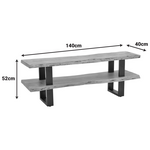 Έπιπλο Τηλεόρασης Fuji Pakoworld Μασίφ Ξύλο Ακακίας σε Φυσική Απόχρωση με Μαύρα Μεταλλικά Πόδια 140x40x52εκ