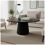 Τραπέζι Σαλονιού Canicule i Pakoworld Μασίφ Ξύλο Ακακίας σε Μαύρη Απόχρωση Φ80x40εκ