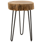 Βοηθητικό Τραπέζι Tripp Pakoworld Μασίφ Ξύλο Ακακίας σε Φυσική Απόχρωση με Μαυρα Μεταλλικά Πόδια 32x30x47εκ