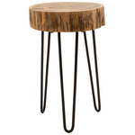 Βοηθητικό Τραπέζι Tripp Pakoworld Μασίφ Ξύλο Ακακίας σε Φυσική Απόχρωση με Μαυρα Μεταλλικά Πόδια 32x30x47εκ
