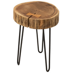 Βοηθητικό Τραπέζι Tripp Pakoworld Μασίφ Ξύλο Ακακίας σε Φυσική Απόχρωση με Μαυρα Μεταλλικά Πόδια 32x30x47εκ