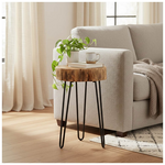 Βοηθητικό Τραπέζι Tripp Pakoworld Μασίφ Ξύλο Ακακίας σε Φυσική Απόχρωση με Μαυρα Μεταλλικά Πόδια 32x30x47εκ