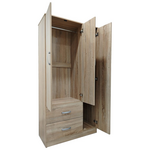 Ντουλάπα Τρίφυλλη με 2 Συρτάρια Lego Pakoworld σε Sonoma Απόχρωση 90x42x180εκ