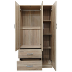 Ντουλάπα Τρίφυλλη με 2 Συρτάρια Lego Pakoworld σε Sonoma Απόχρωση 90x42x180εκ