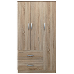 Ντουλάπα Τρίφυλλη με 2 Συρτάρια Lego Pakoworld σε Sonoma Απόχρωση 90x42x180εκ