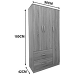 Ντουλάπα Τρίφυλλη με 2 Συρτάρια Lego Pakoworld σε Sonoma Απόχρωση 90x42x180εκ