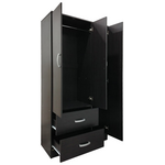 Ντουλάπα Τρίφυλλη με 2 Συρτάρια Lego Pakoworld σε Wenge Απόχρωση 90x42x180εκ