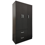 Ντουλάπα Τρίφυλλη με 2 Συρτάρια Lego Pakoworld σε Wenge Απόχρωση 90x42x180εκ