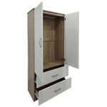 Ντουλάπα Δίφυλλη με 2 Συρτάρια Lego Pakoworld σε Sonoma-Λευκή Απόχρωση 80x42x180εκ