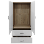 Ντουλάπα Δίφυλλη με 2 Συρτάρια Lego Pakoworld σε Sonoma-Λευκή Απόχρωση 80x42x180εκ