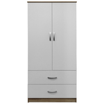 Ντουλάπα Δίφυλλη με 2 Συρτάρια Lego Pakoworld σε Sonoma-Λευκή Απόχρωση 80x42x180εκ