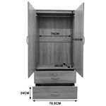 Ντουλάπα Δίφυλλη με 2 Συρτάρια Lego Pakoworld σε Sonoma-Λευκή Απόχρωση 80x42x180εκ